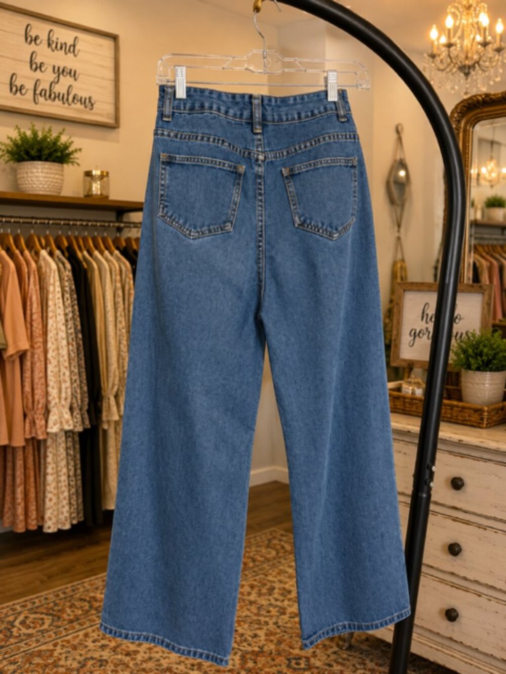 Medium-Wash High-Rise Wide-Leg Denim Jeans - Picture 2 of 5